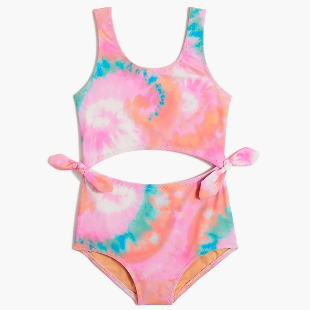 J. Crew Crewcuts tie dye one piece swimsuit Pink Blue 12